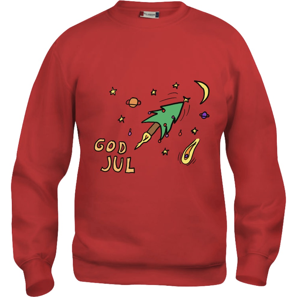 God Jul Rocket Tree Julegenser for Barn