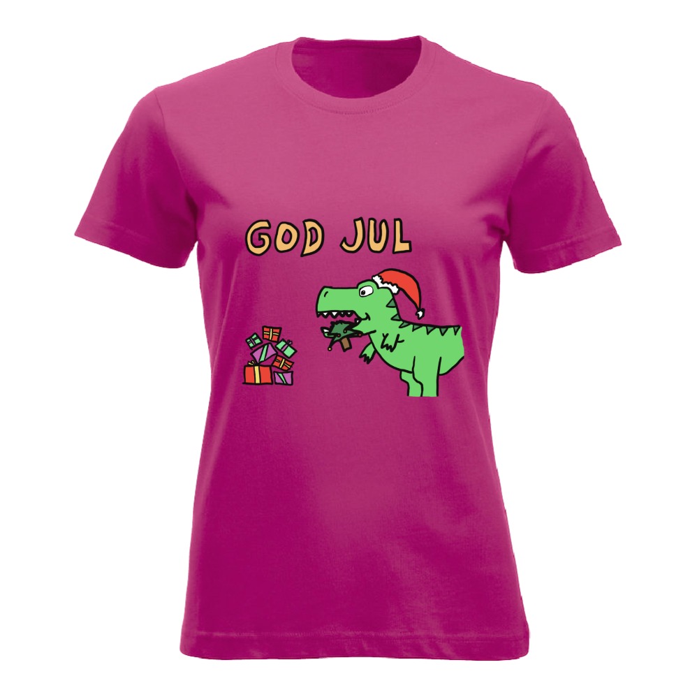 God Jul T-Rex Tskjorte for Dame