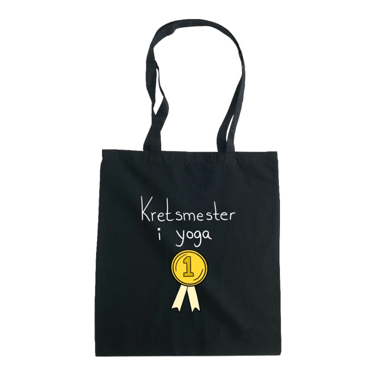 Kretsmester i yoga bærenett (hvit tekst)