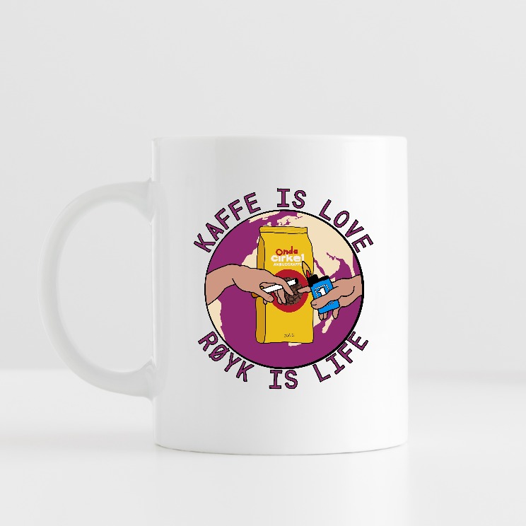 Kaffe is love, røyk is life Kaffekopp