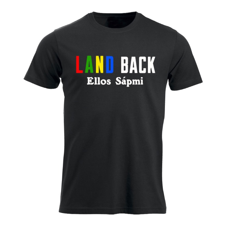 Land Back Ellos Sápmi T-shirt Herre black/sort med hvit skrift