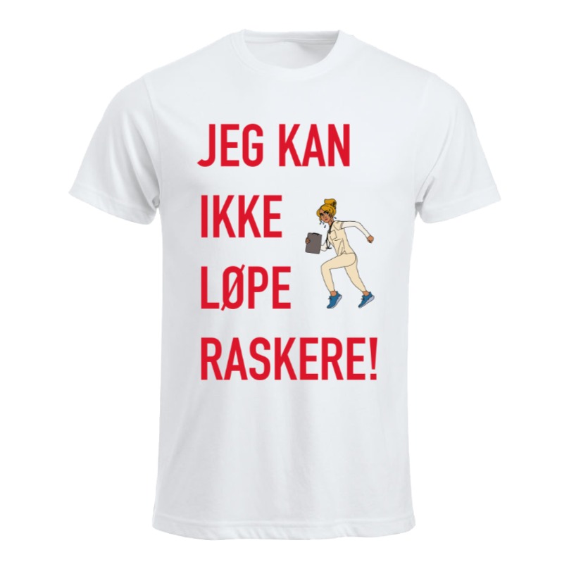 Jeg kan ikke løpe raskere T-skjorte Herre/Unisex (Hvit) Versjon 2