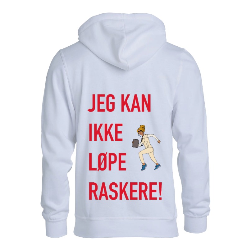Jeg kan ikke løpe raskere Hettegenser Unisex (Hvit)