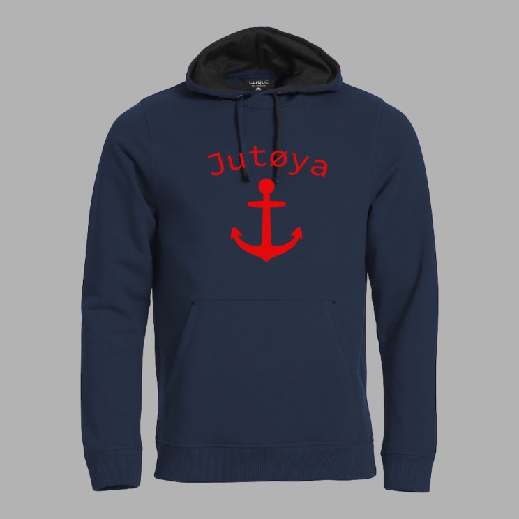 Hoodie Jutøya anker logo rød