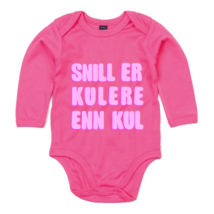 Body baby - Snill er kulere enn kul - Rosa tekst