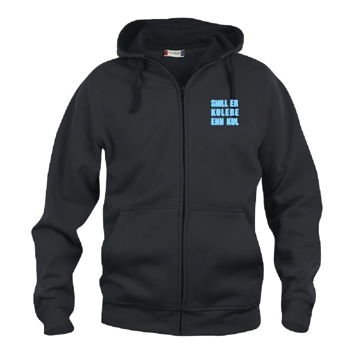 Basic zip hoodie unisex - Snill er kulere enn kul - Blå tekst