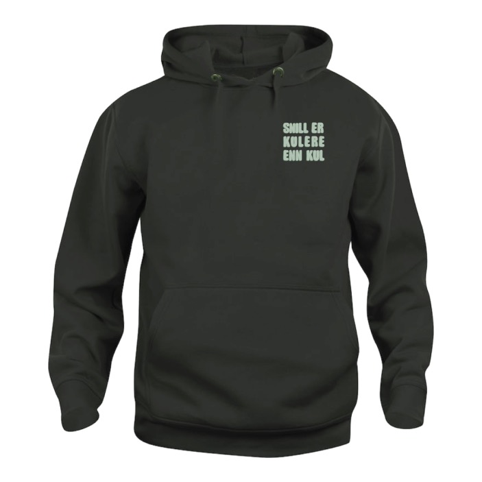 Basic hoodie unisex - Snill er kulere enn kul - Grønn tekst