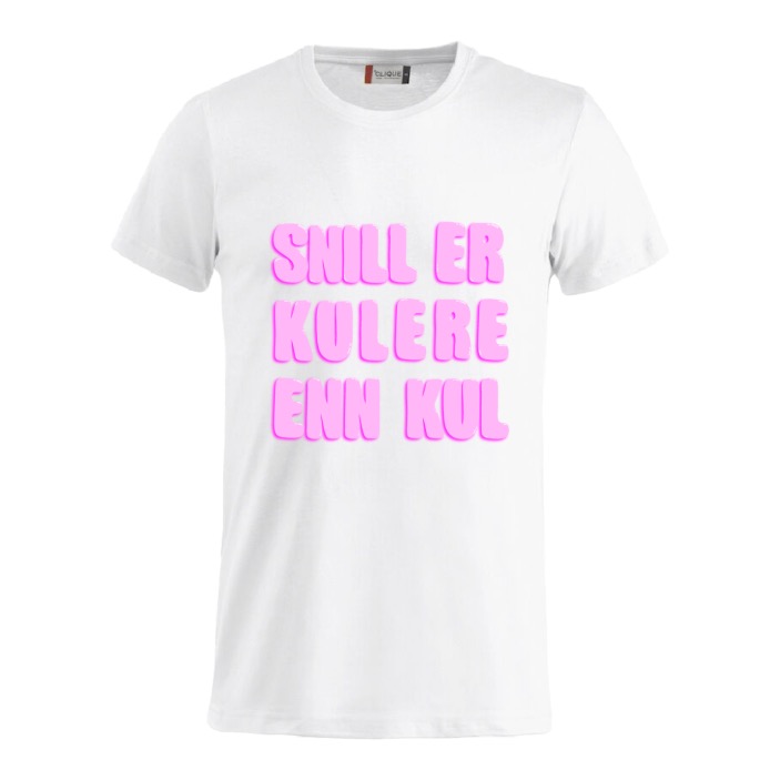 T-skjorte Barn - Snill er kulere enn kul - Rosa tekst