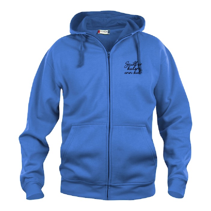 Basic zip hoodie unisex - Snill er kulere enn kul - Sort tekst