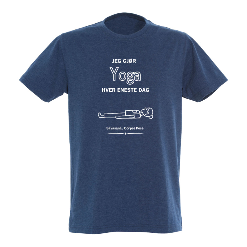 Herre "Jeg gjør Yoga hver dag" hvit trykk