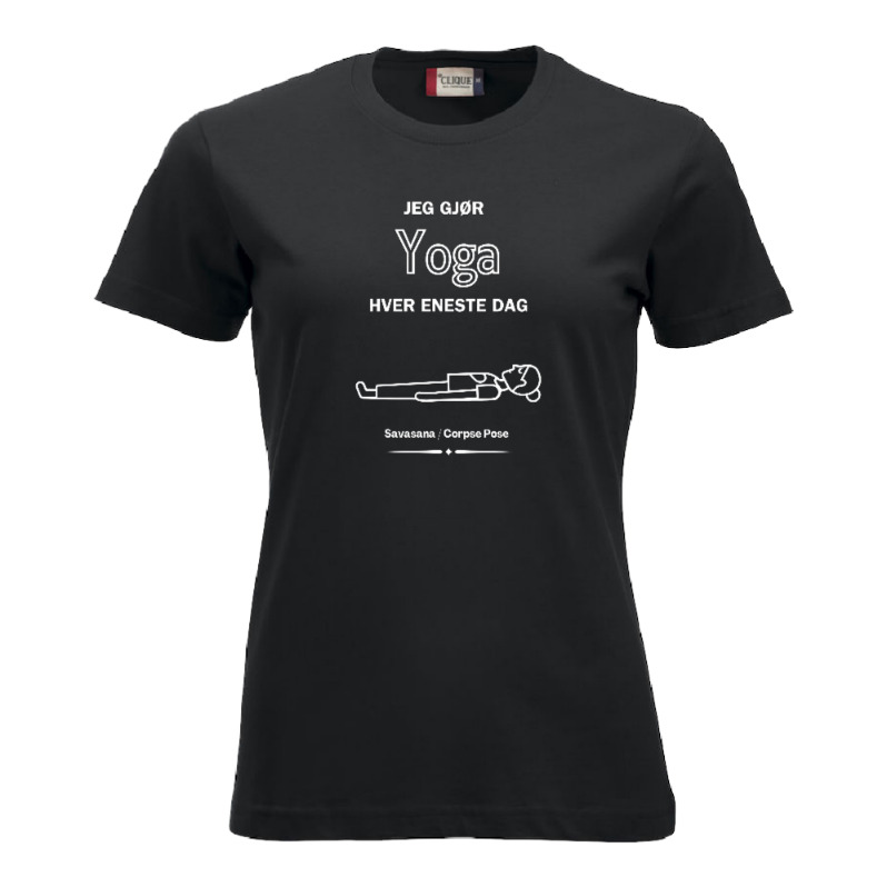 Dame "Jeg gjør Yoga hver dag", hvit trykk