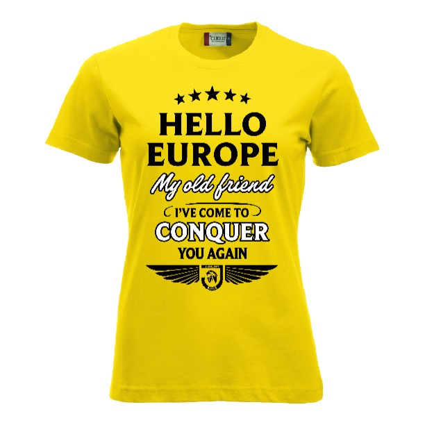 Hello Europe - gul t-skjorte dame