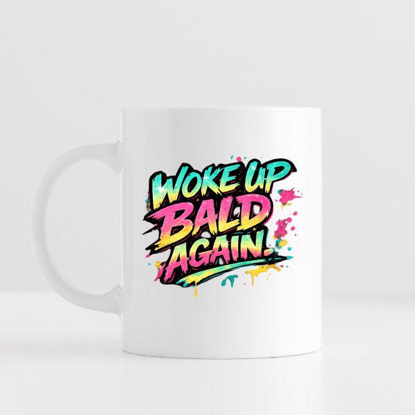 Woke Up Bald Again – morsom kaffekopp med tekst | Perfekt gave til skallet mann