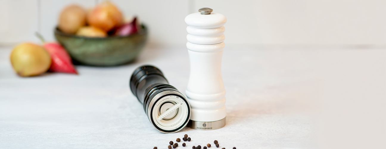 Zassenhaus salt- og pepperkvernsett, sort/hvit - Bilde 2