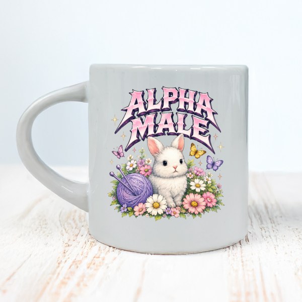 Alpha Male – morsom kaffekopp med kanin | Gymhumor