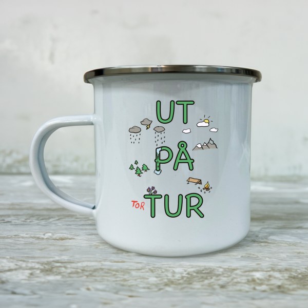 Ut på tortur – morsom turkopp i emalje | Kopp med humor