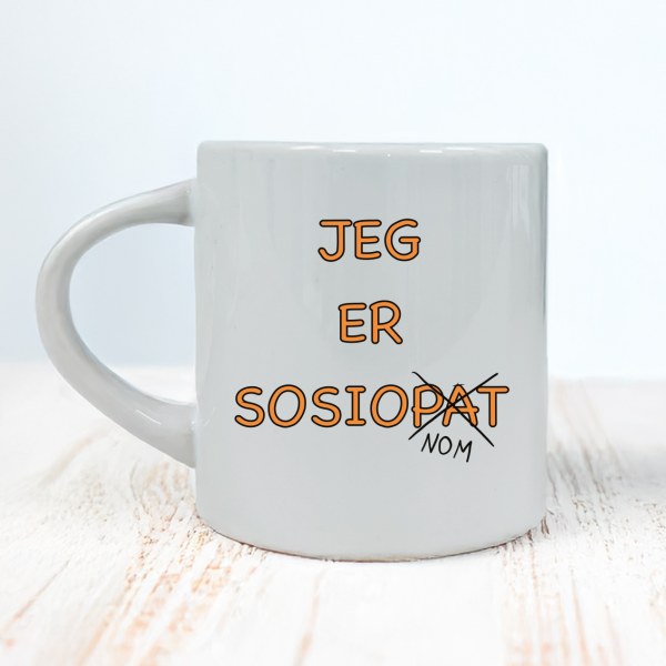 Jeg er sosionom – morsom kaffekopp med sosionomhumor (180 ml)