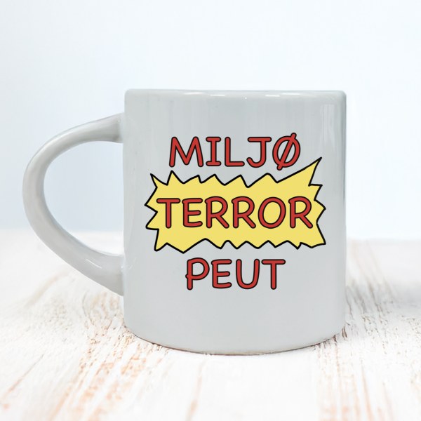 Miljøterrorpeut – morsom kaffekopp til miljøterapeut (180 ml)
