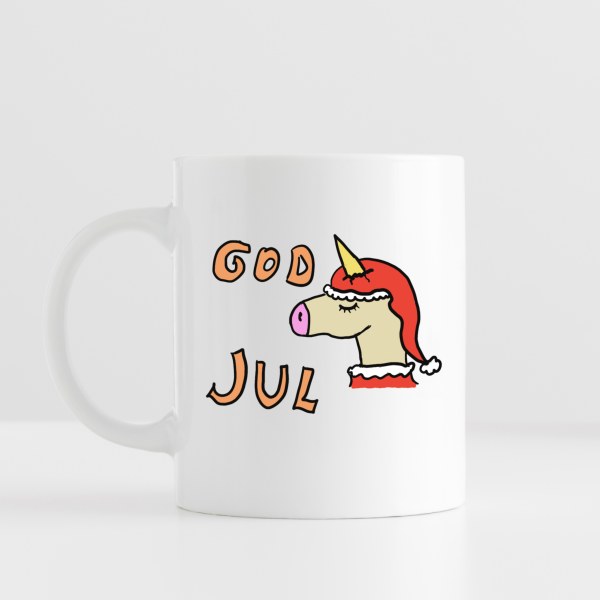 God jul – morsom julekopp med enhjørning