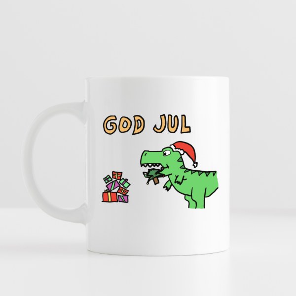 God Jul T-Rex – morsom julekopp med dinosaur