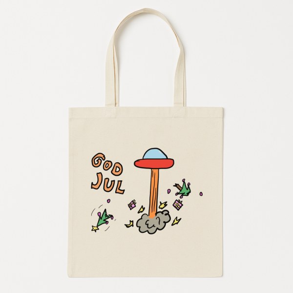 Morsom julekopp med UFO som krasjlander blant julegaver. En annerledes julegave til alle som elsker verdensrommet, science fiction og humor.